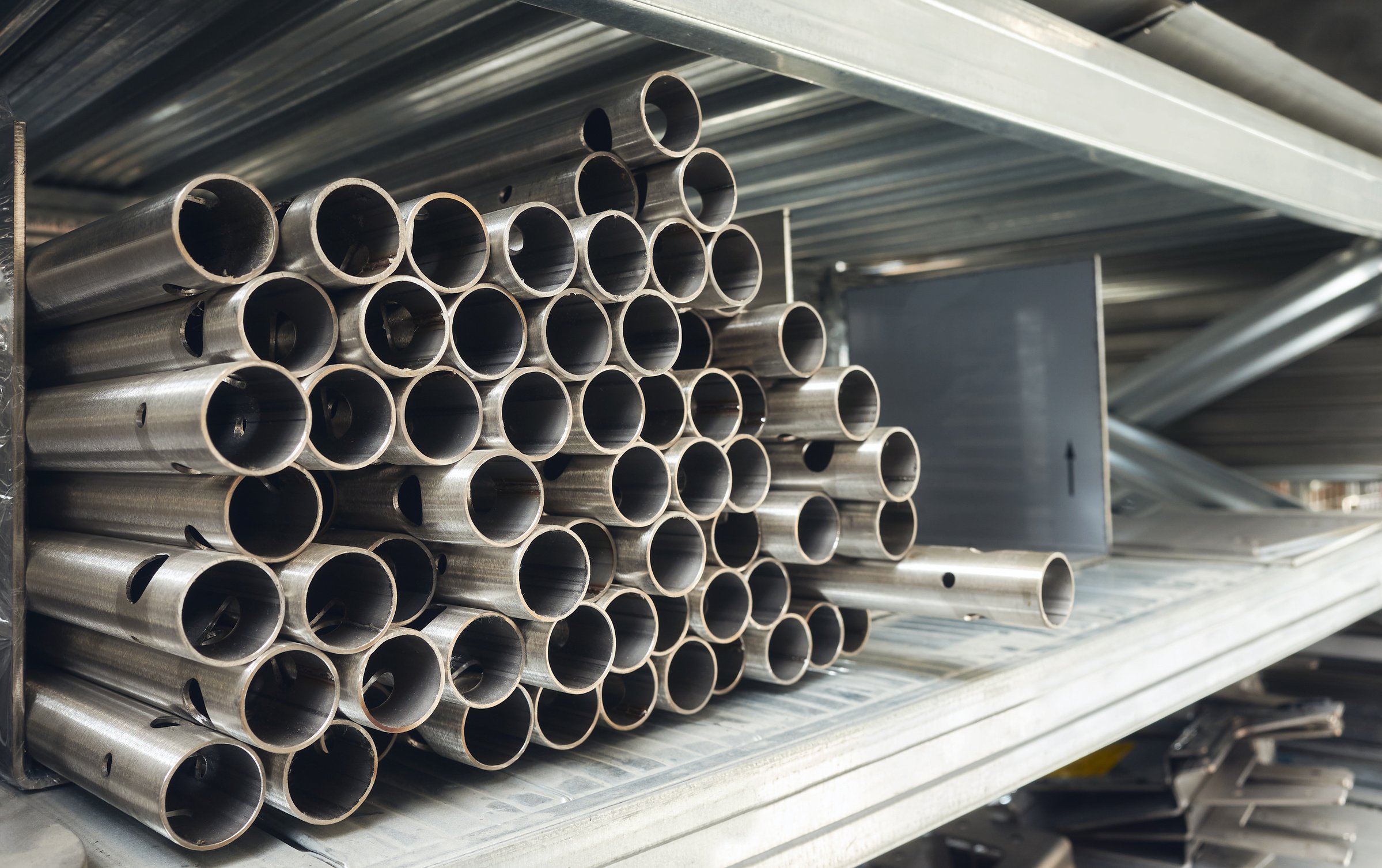 Steel Pipes on a Shelf