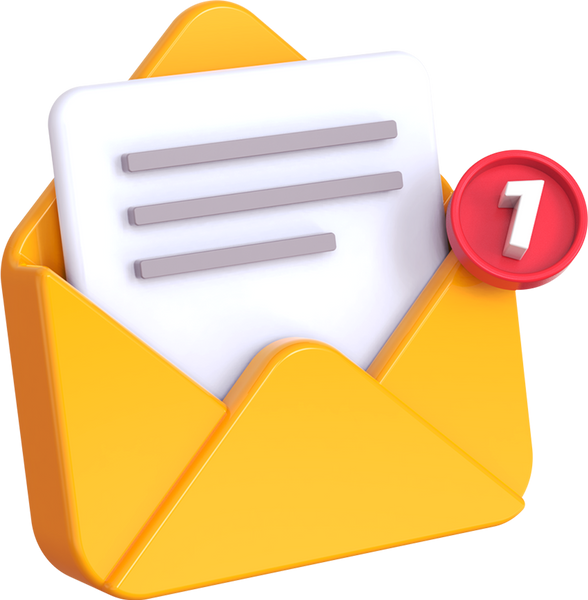 3D email notification. Open Envelope with Letter