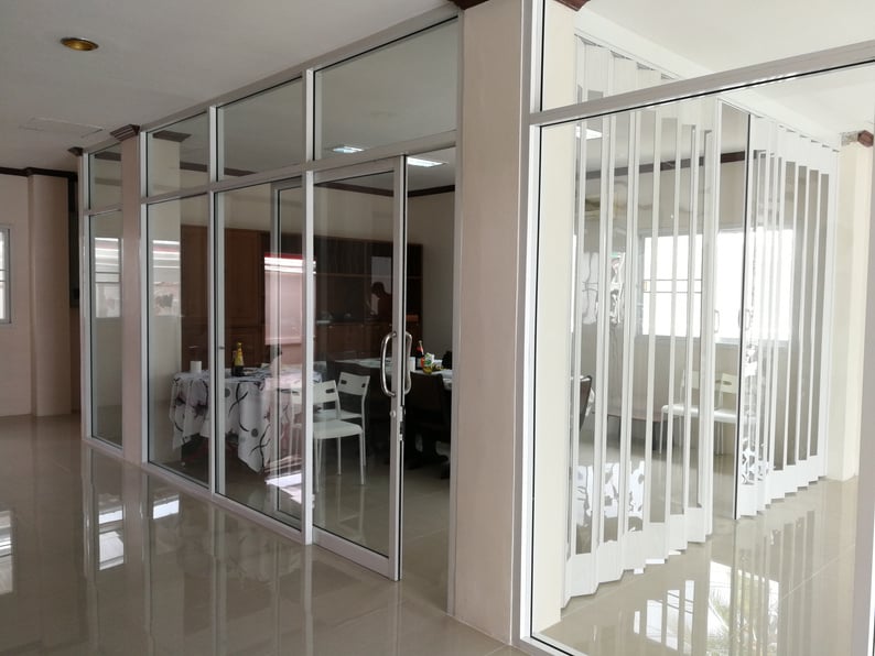 aluminium door on white background.