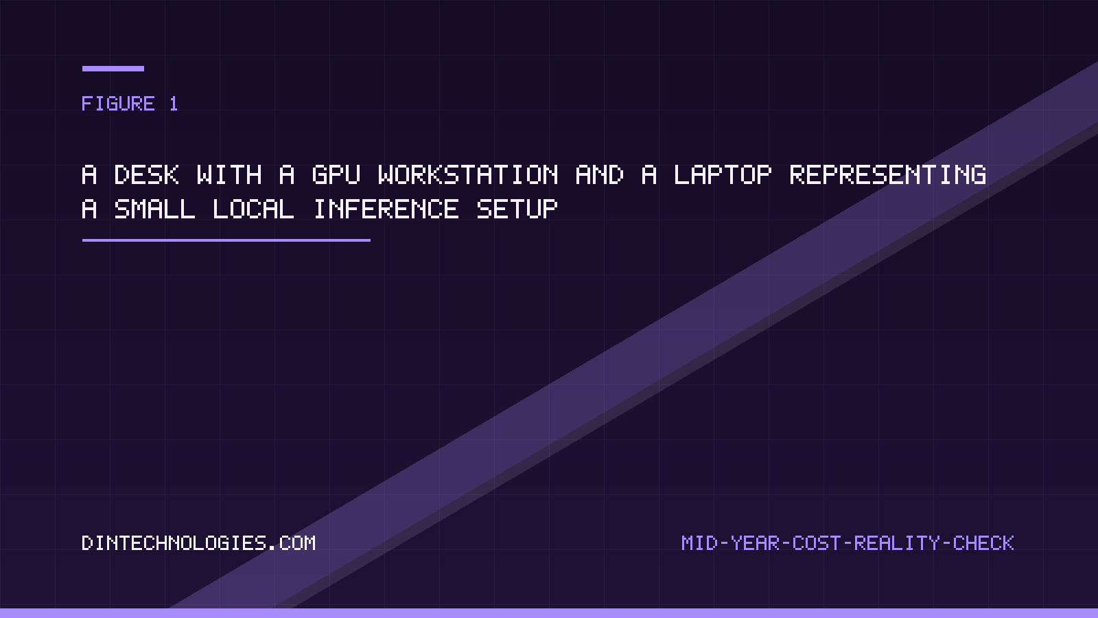 A desk with a GPU workstation and a laptop representing a small local inference setup
